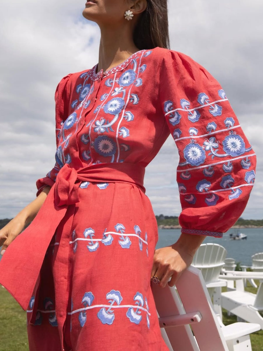 Linen Tie Belt Dress