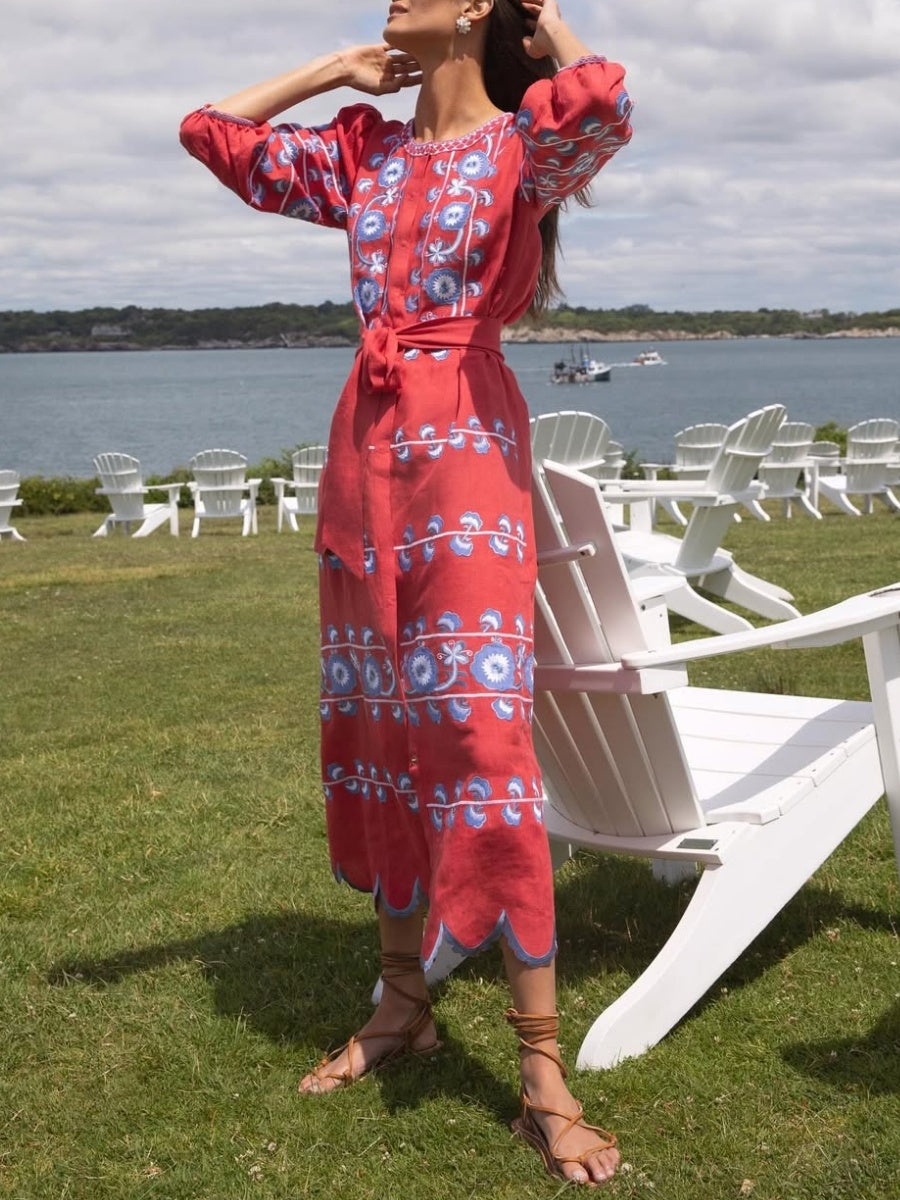 Linen Tie Belt Dress