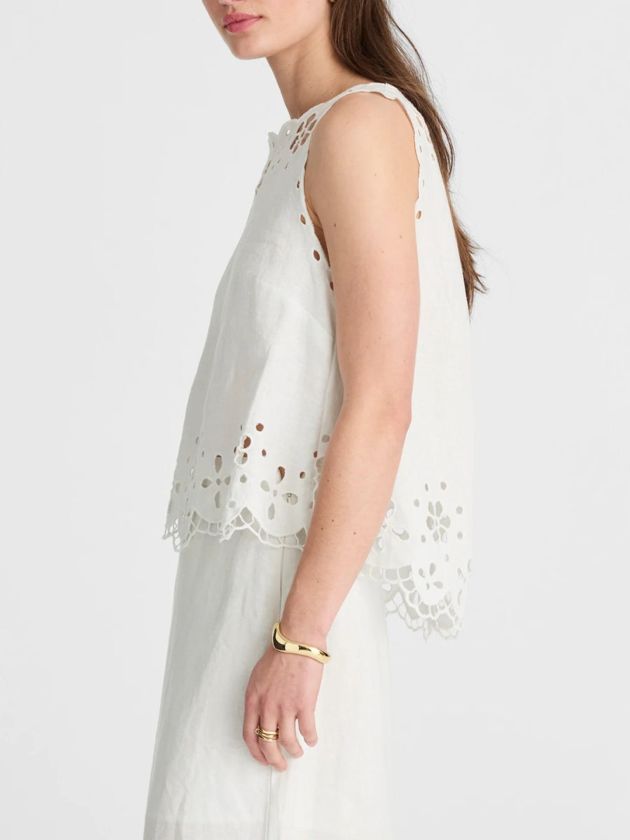 Embroidered Eyelet High-Low Tank Set