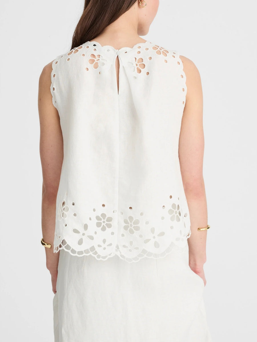 Embroidered Eyelet High-Low Tank Set