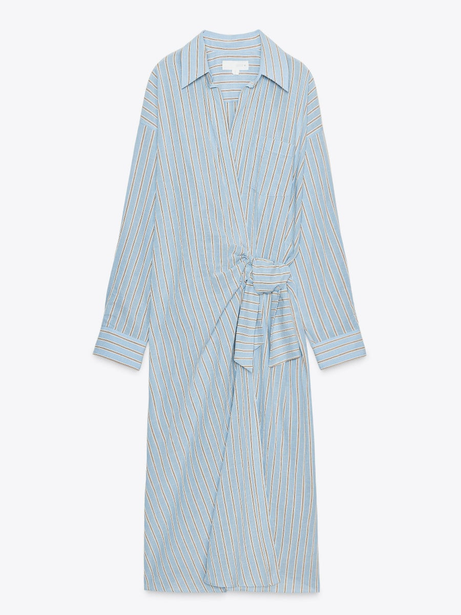STRIPED WRAP DRESS
