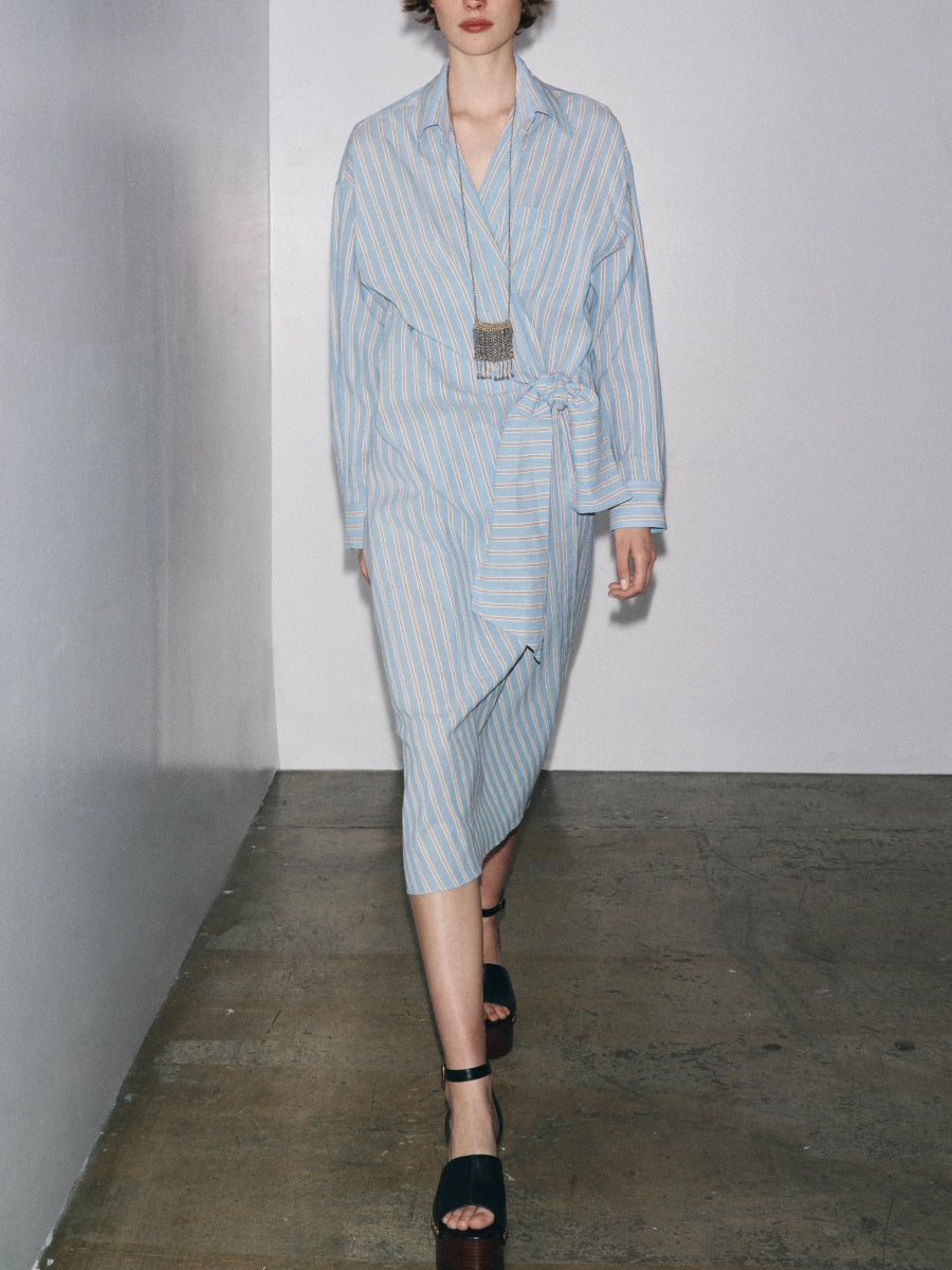 STRIPED WRAP DRESS