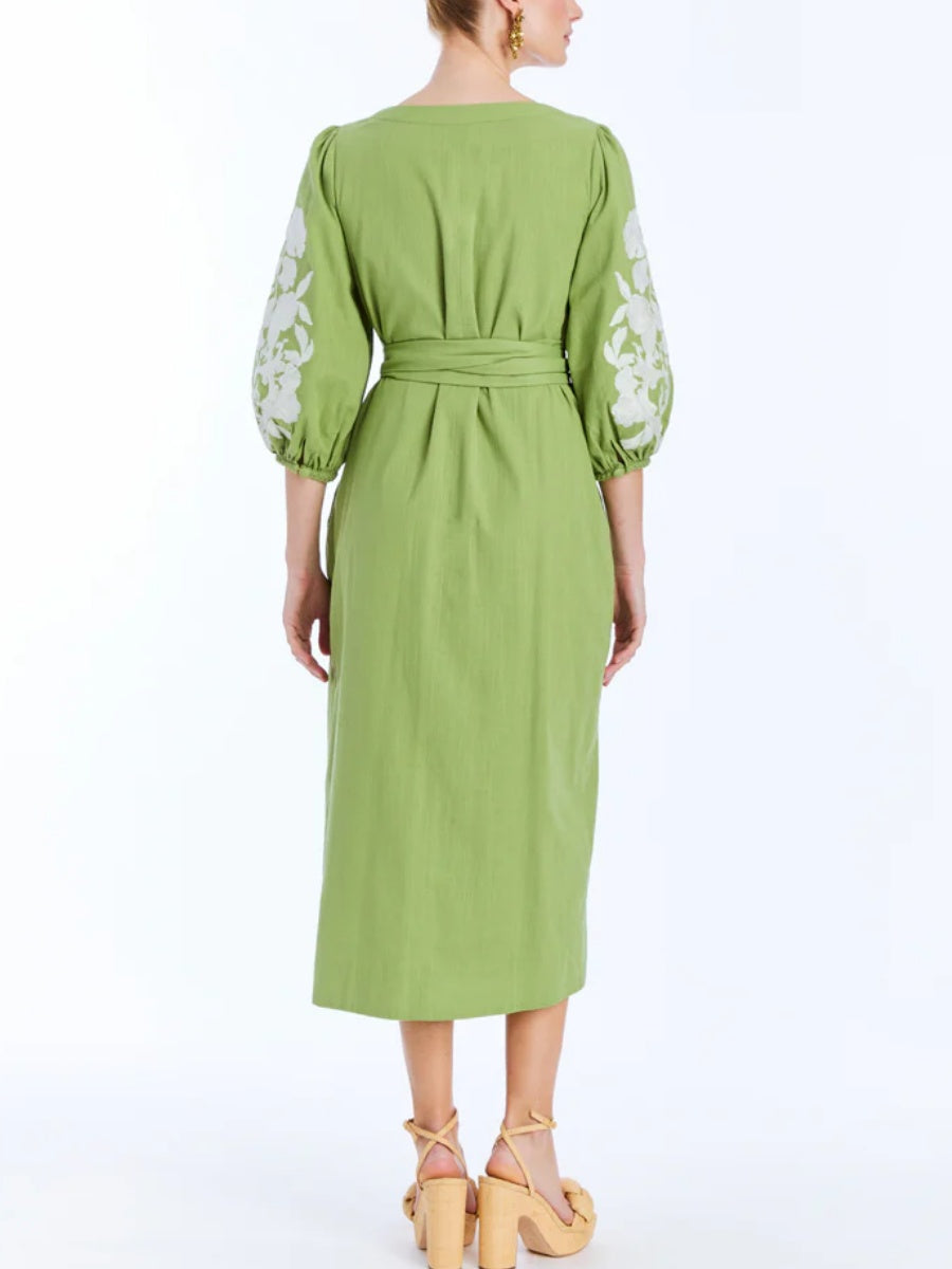 Balloon Sleeves Embroidery Dress