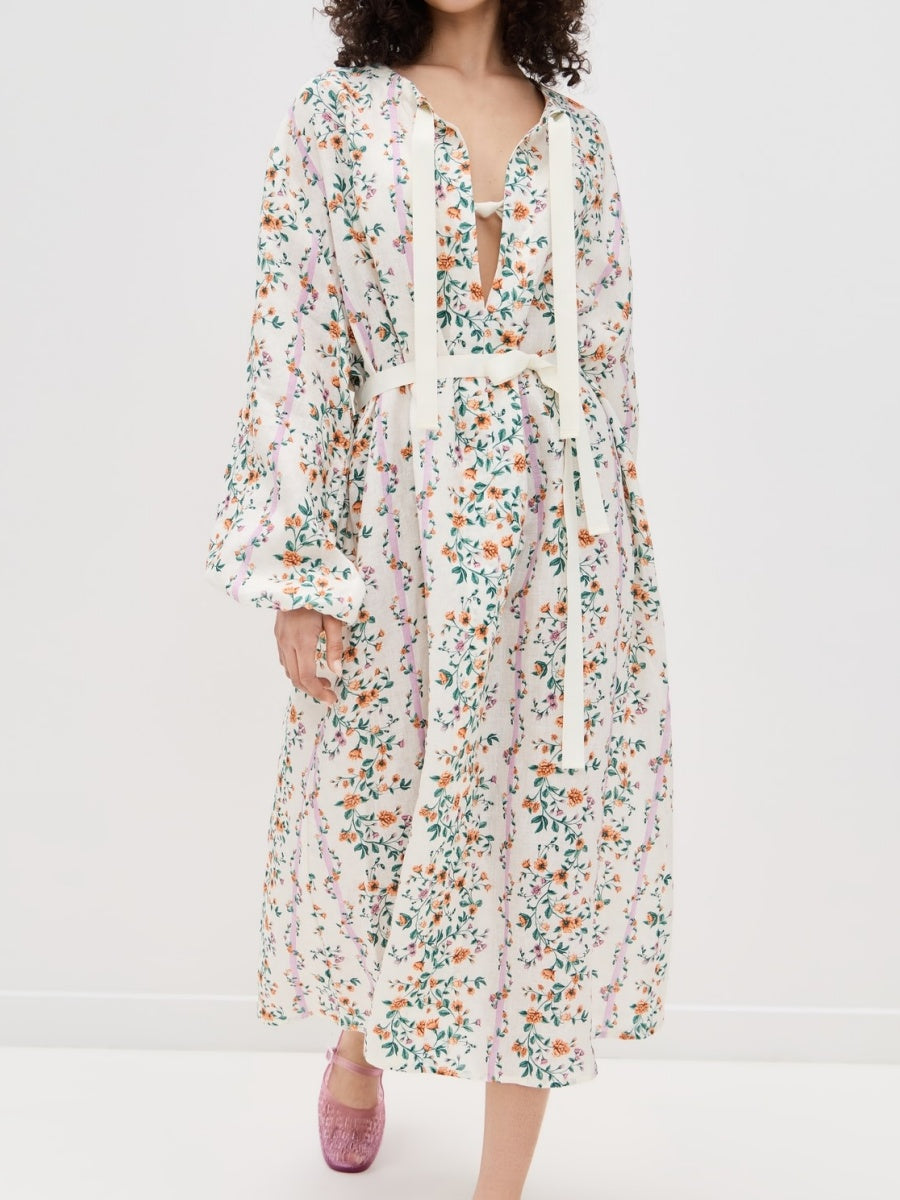 Stripe Floral Print Dress