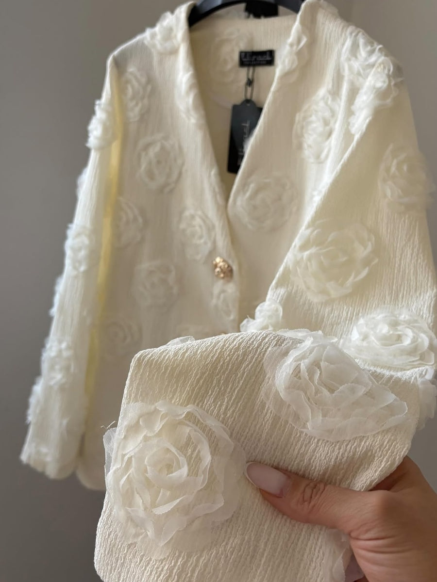 3D floral cardigan