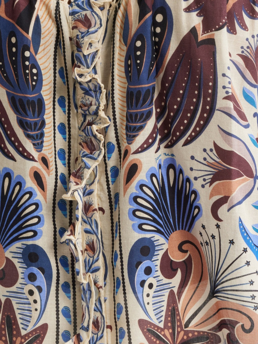 Mixed Print Cotton Button-Up Shirt