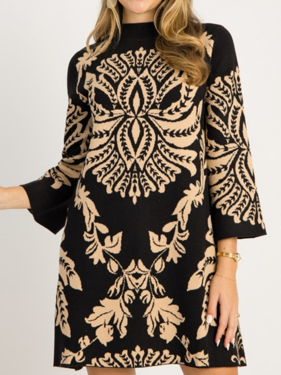 Chic Print Sweater Dress