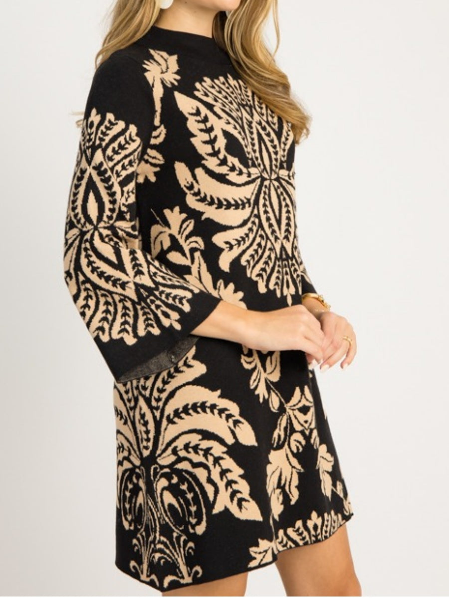 Chic Print Sweater Dress