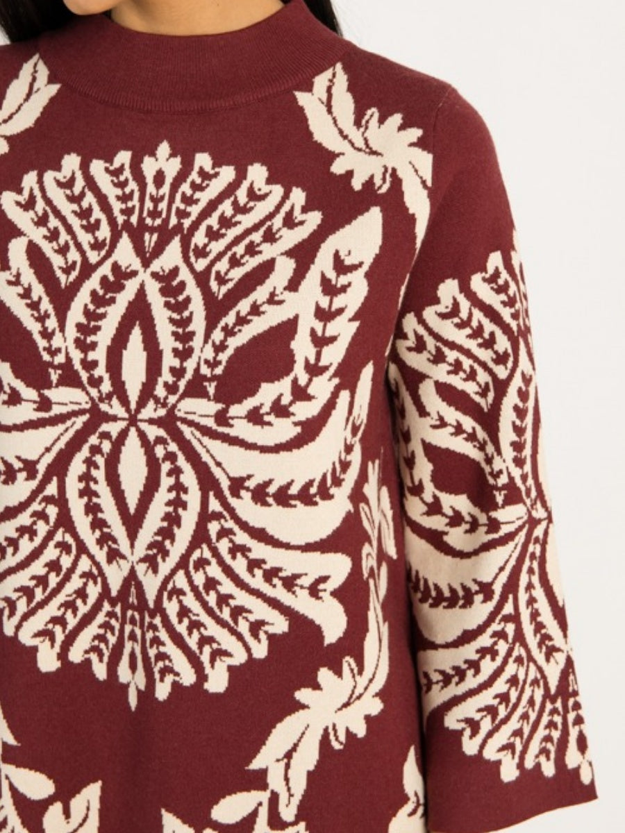 Chic Print Sweater Dress