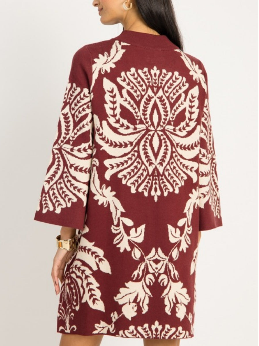 Chic Print Sweater Dress