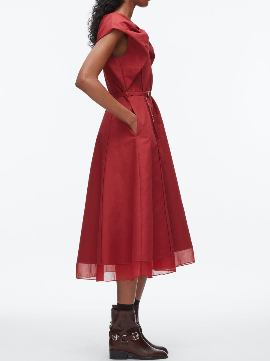 Draped Bow Dress with Belt