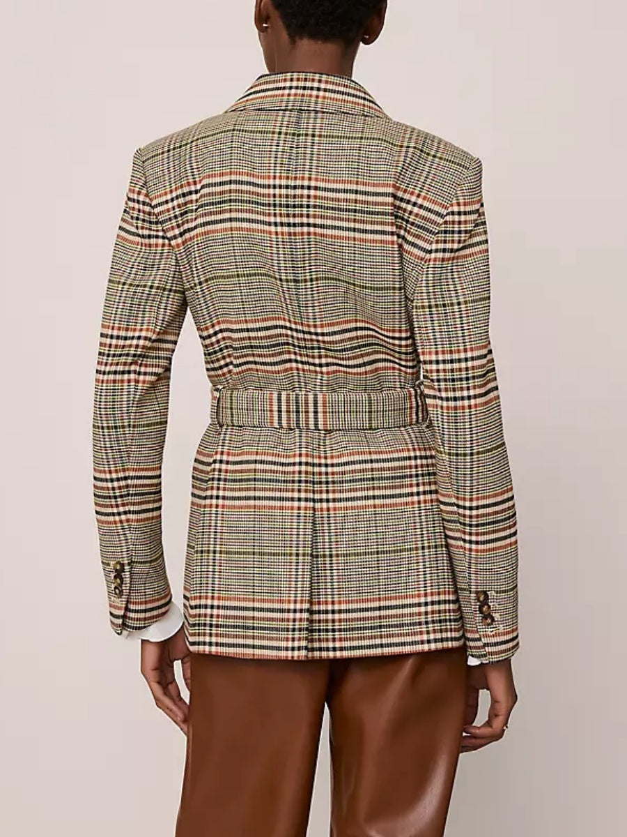 The Fitted Belted Blazer in Plaid