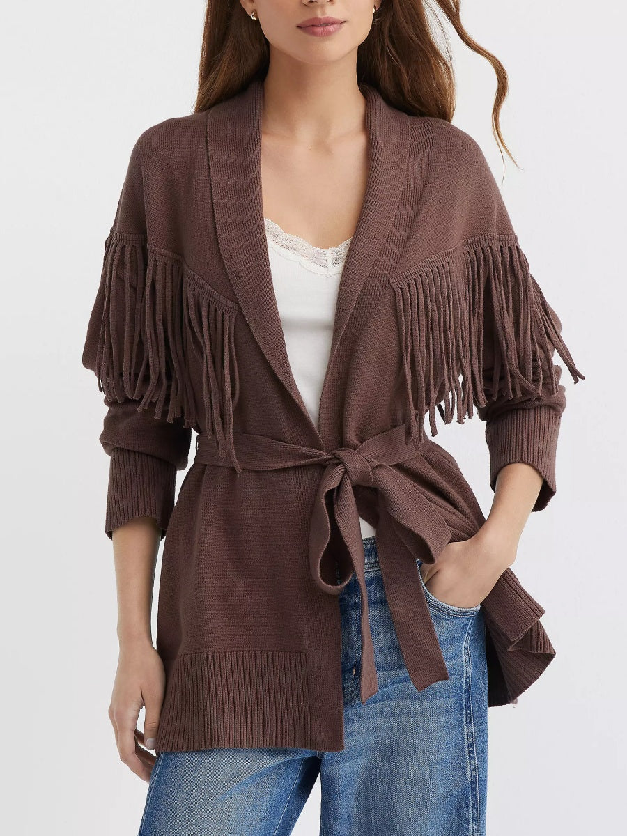 Fringe Belted Cardigan