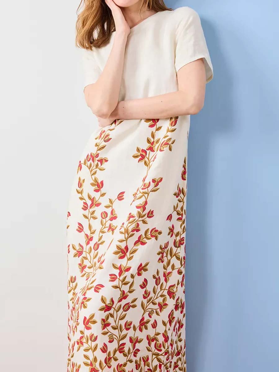 Floral Print Short Sleeve Maxi Dress