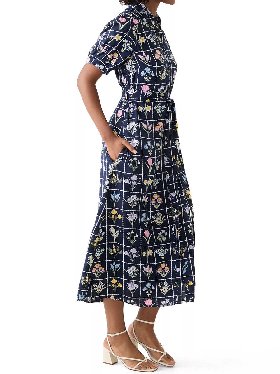 Printed Short Sleeve Belted Shirtdress