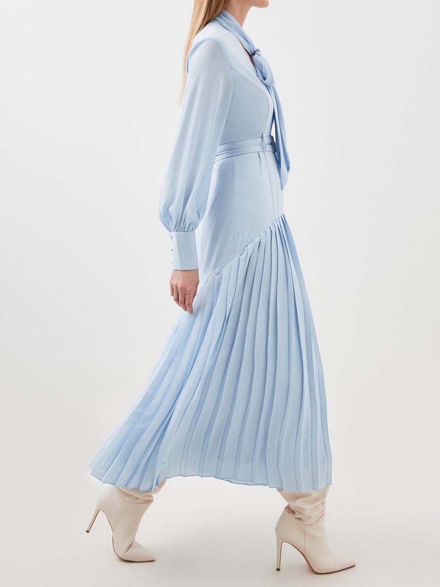 Balloon Sleeve Pleated Patchwork Dress