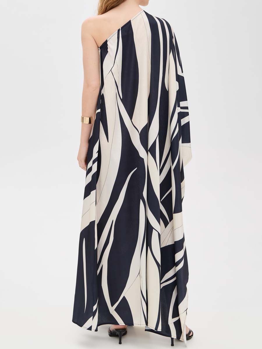 One-shoulder Printed Loose Maxi Dress