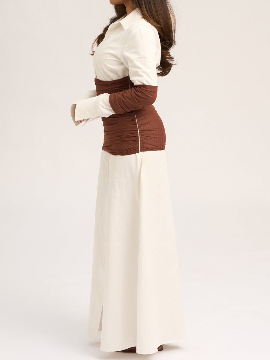 Elegant Patchwork Mesh Maxi Dress