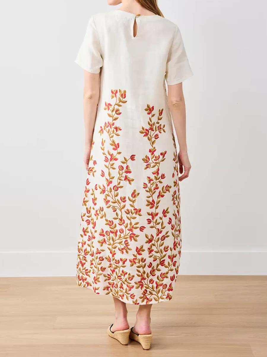 Floral Print Short Sleeve Maxi Dress