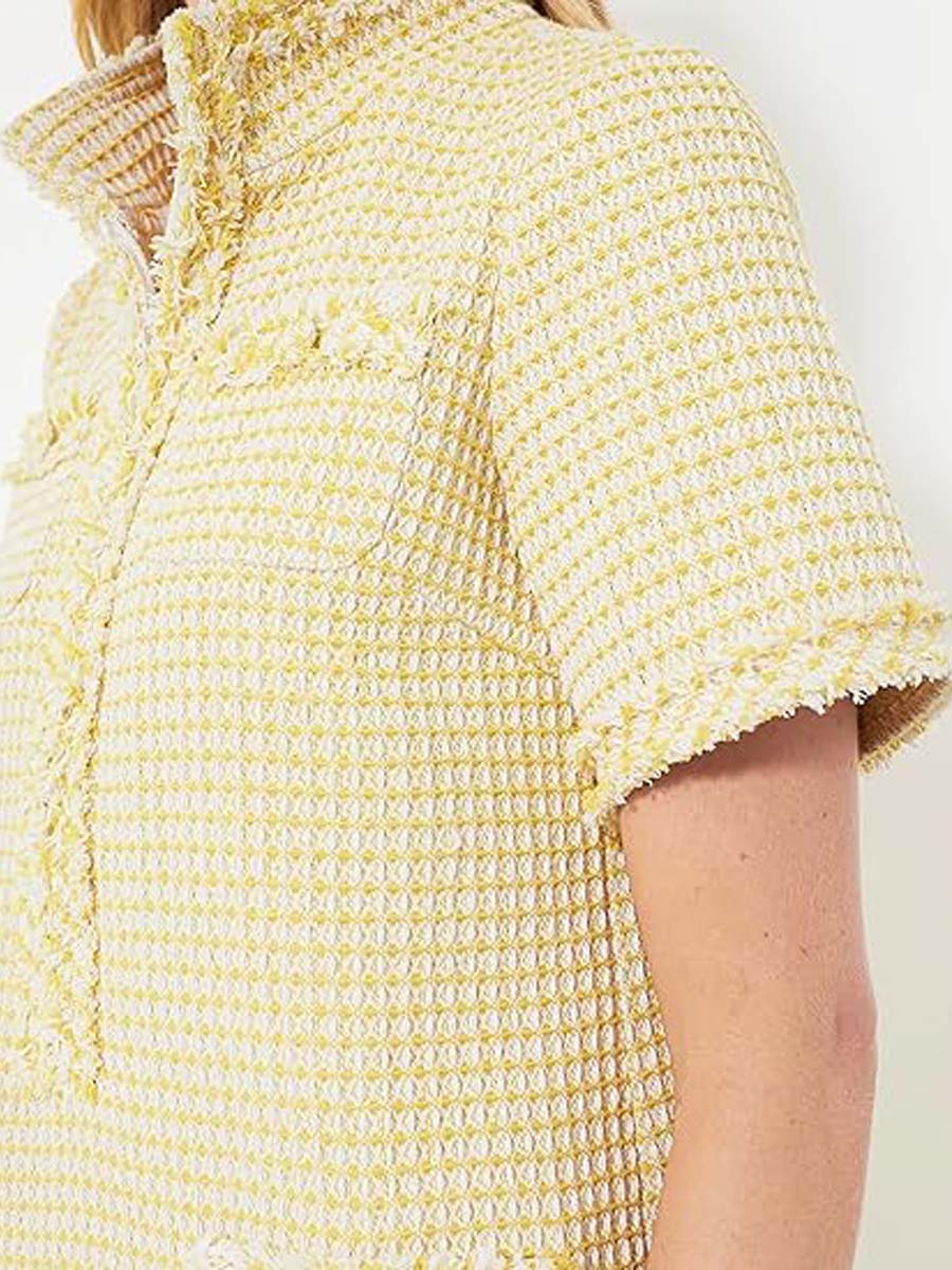 Demure Tweed Dress With Zipper Pockets
