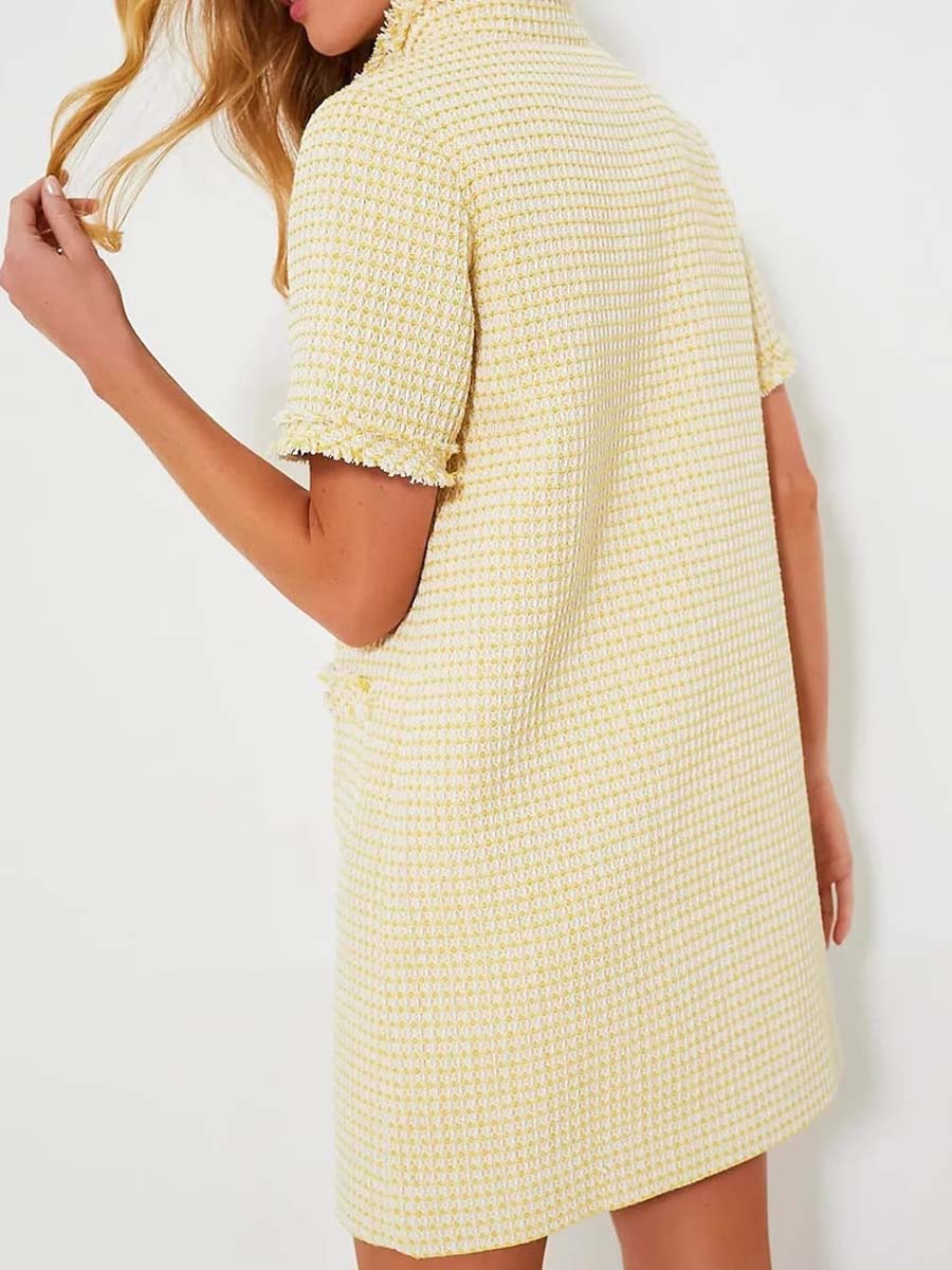 Demure Tweed Dress With Zipper Pockets