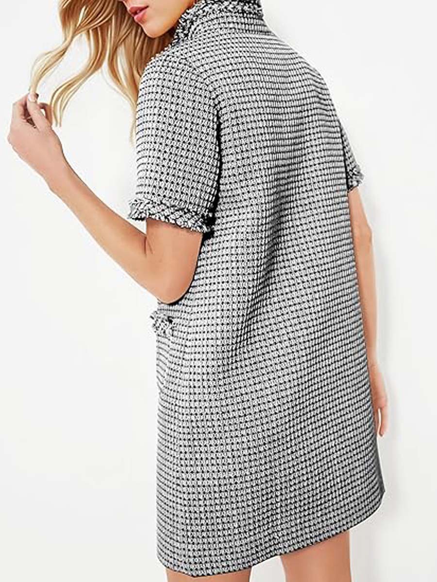 Demure Tweed Dress With Zipper Pockets