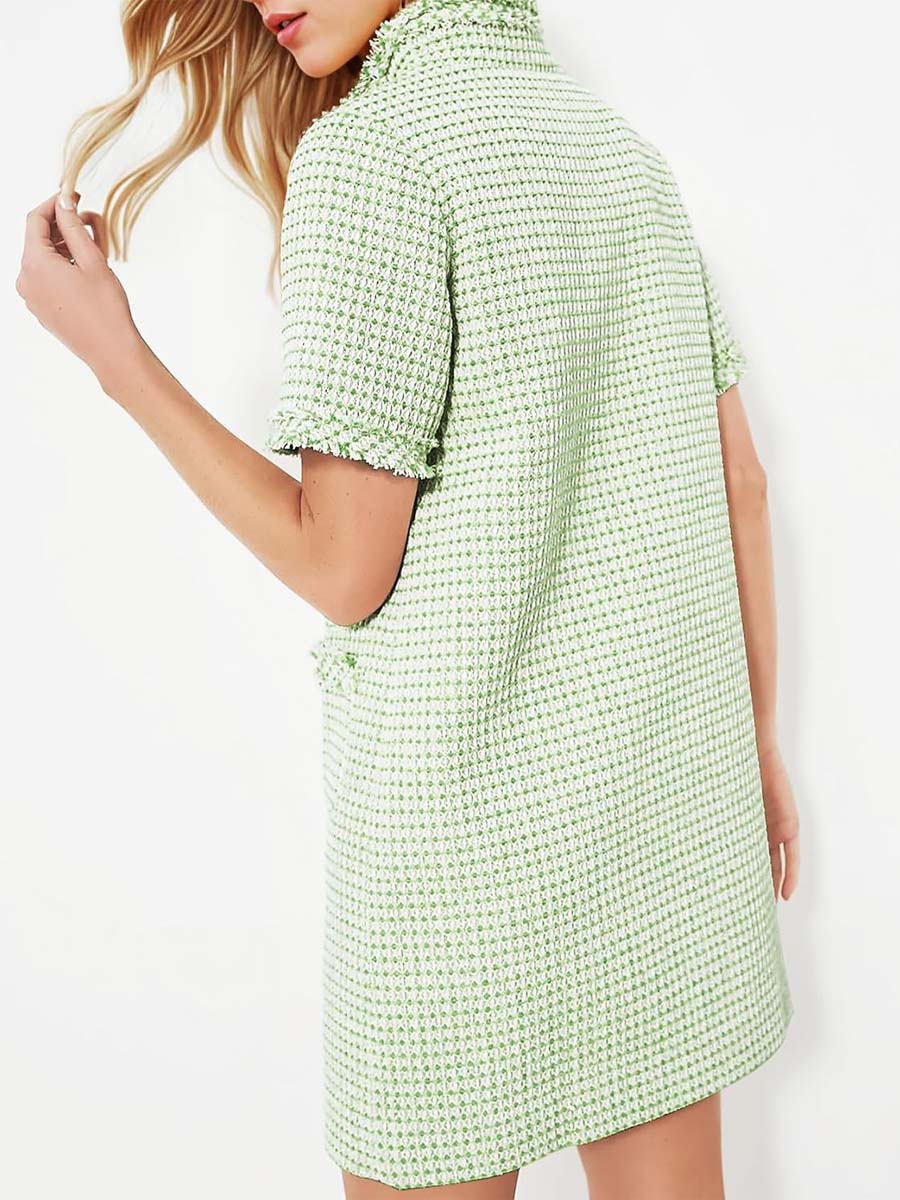 Demure Tweed Dress With Zipper Pockets
