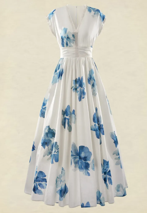 Demure Printed Chiffon Dress