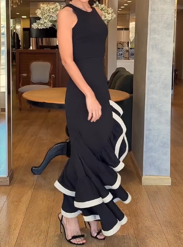 Demure Black White Gown