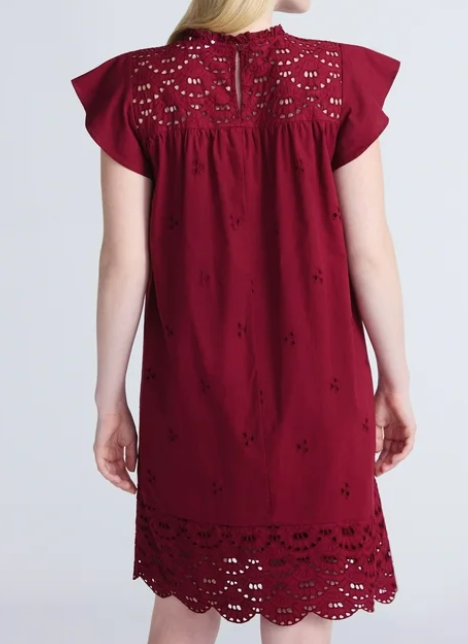 Flutter Sleeve Eyelet Dress