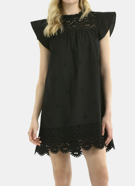 Flutter Sleeve Eyelet Dress