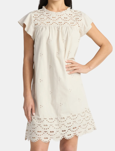 Flutter Sleeve Eyelet Dress