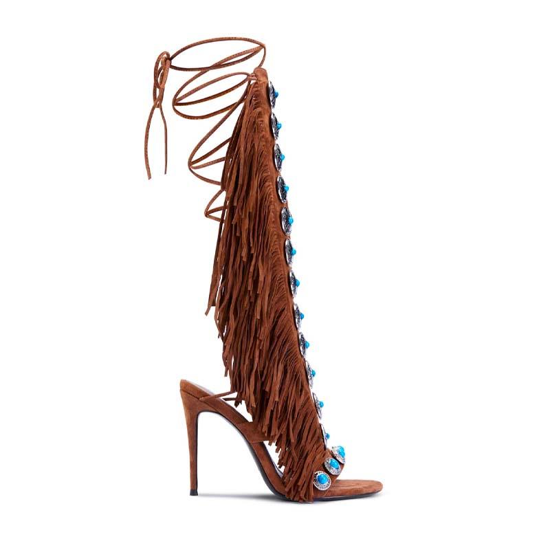FRINGE LACE UP SANDAL