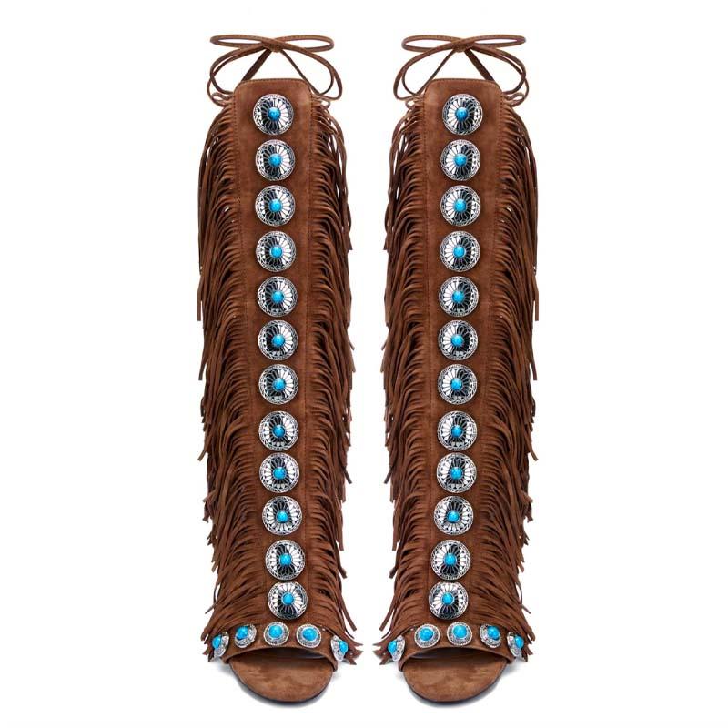 FRINGE LACE UP SANDAL