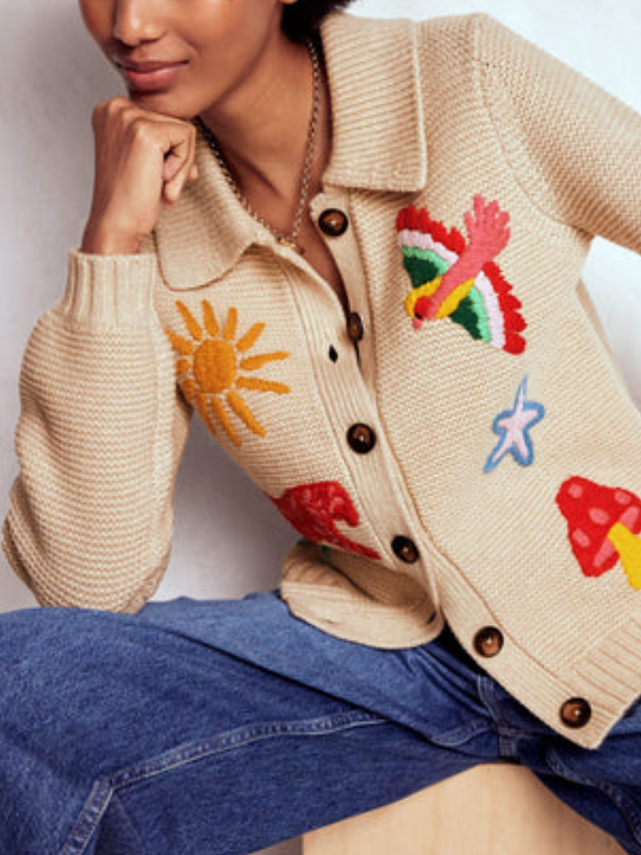 Embroidered Knitted Cardigan