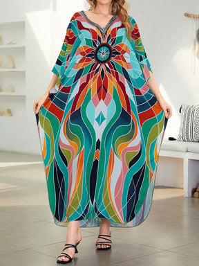 Placement Print Beach Cover-up Dress
