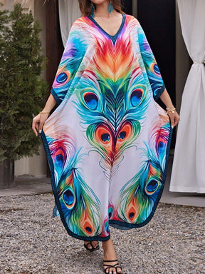 Placement Print Beach Cover-up Dress