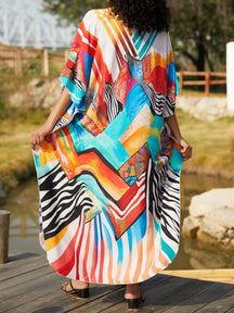 Placement Print Beach Cover-up Dress