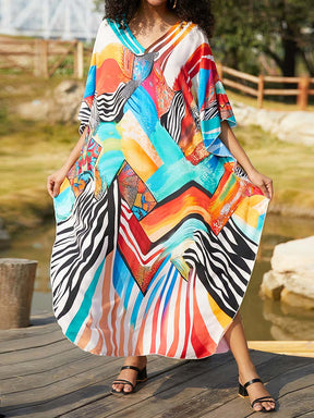 Placement Print Beach Cover-up Dress