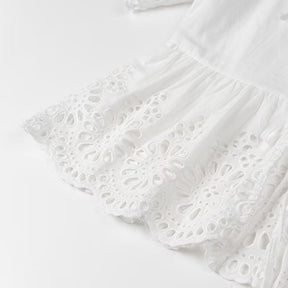Eyelet Lace-Up Puff Sleeve Top