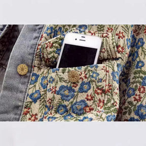 Peter Pan Collar Jacquard Denim Jacket