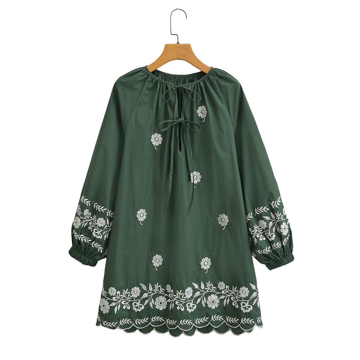 Embroidered Casual Long-Sleeved Dress