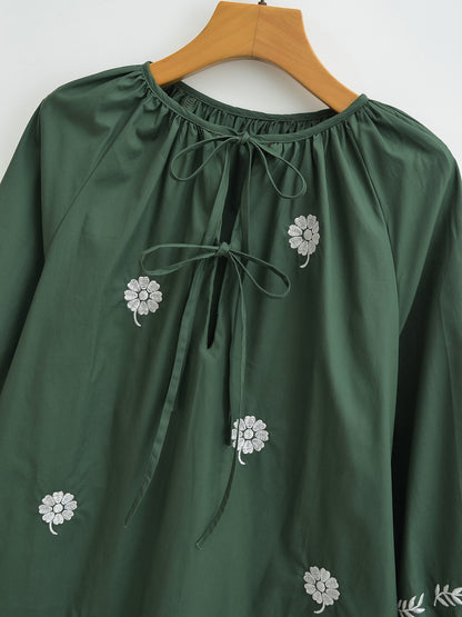 Embroidered Casual Long-Sleeved Dress