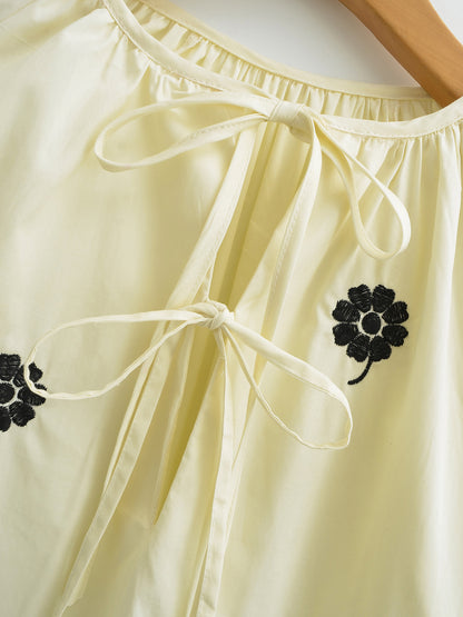 Embroidered Casual Long-Sleeved Dress