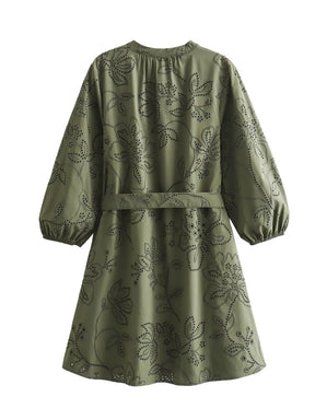 Loose-fitting openwork lace dress