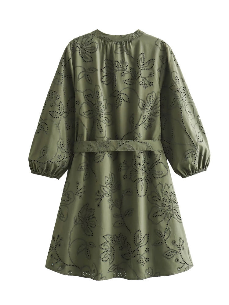 Loose-fitting openwork lace dress