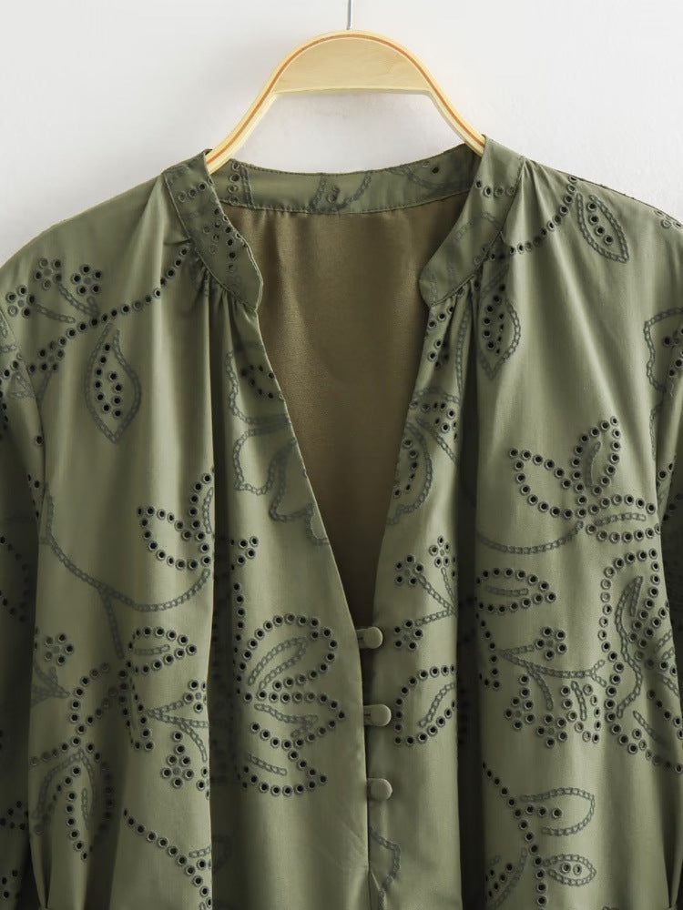 Loose-fitting openwork lace dress