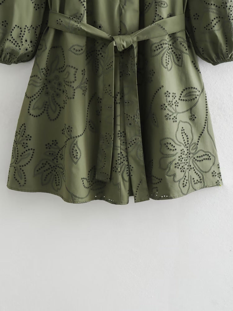 Loose-fitting openwork lace dress