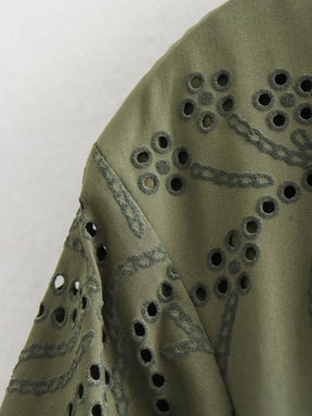 Loose-fitting openwork lace dress