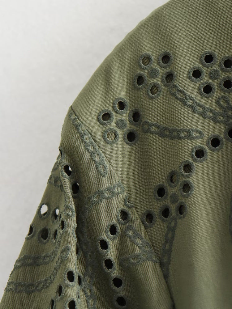 Loose-fitting openwork lace dress